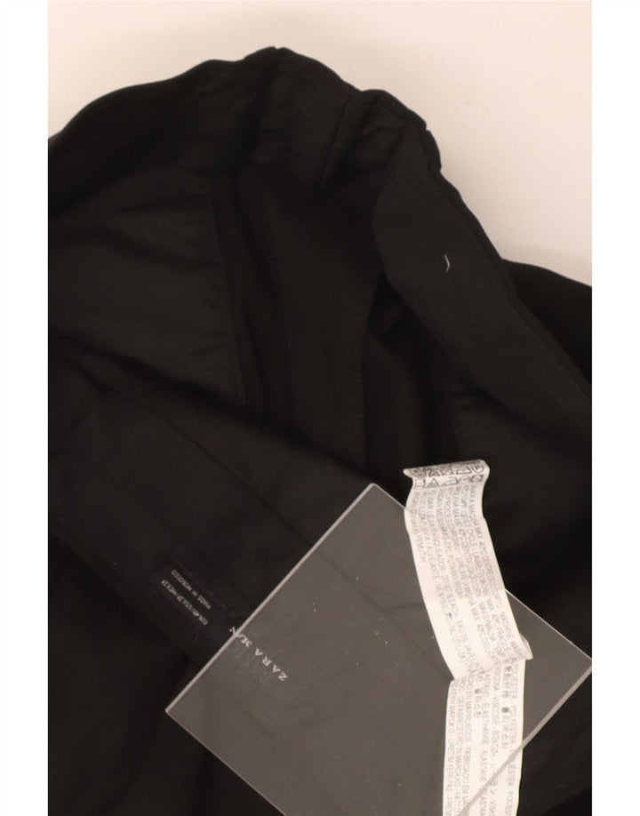 Calça feminina Zara de terno reto EU 40 médio W31 L29 poliéster preto