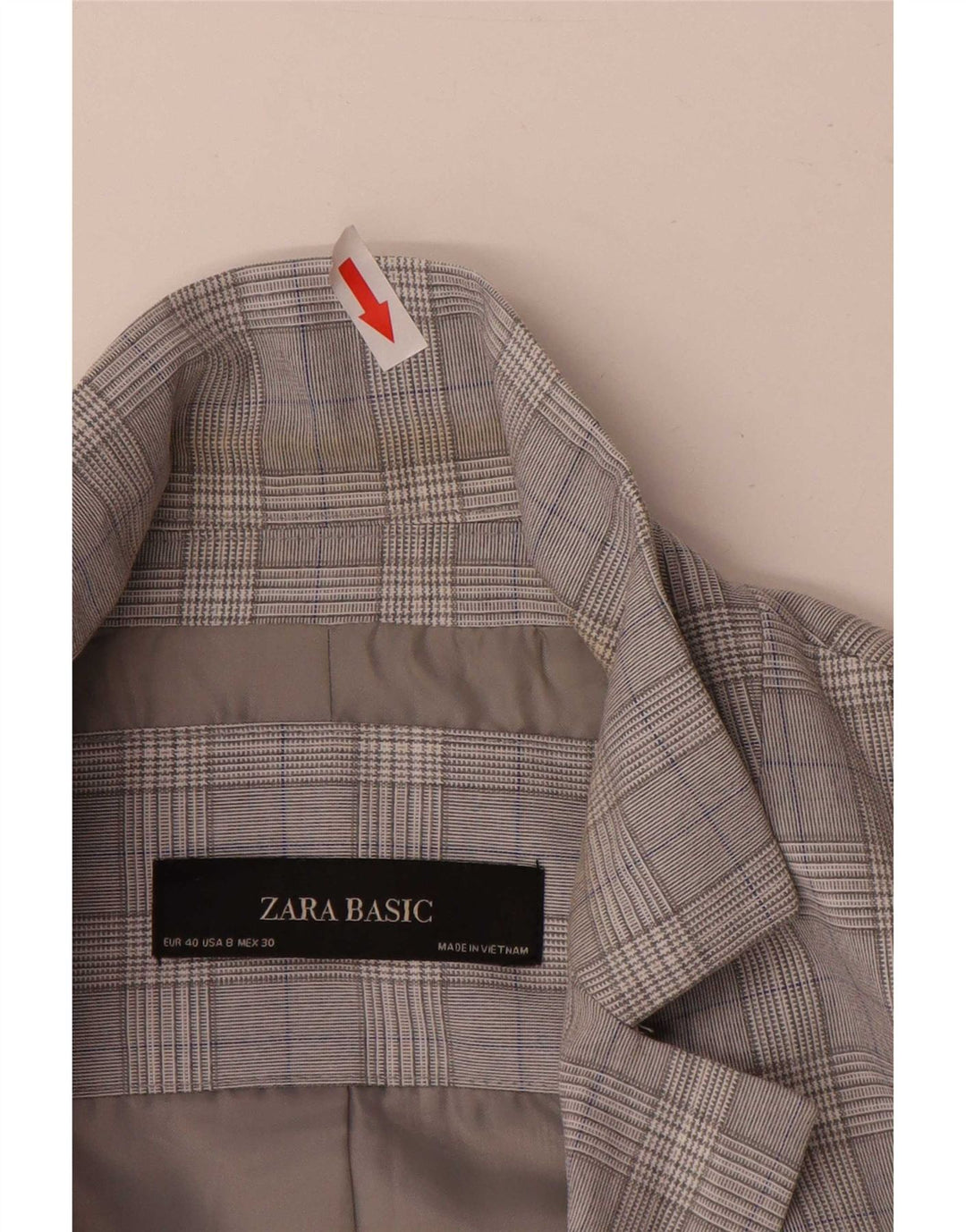 Jaqueta blazer feminina Zara com 1 botão EU 40 cinza médio Houndstooth