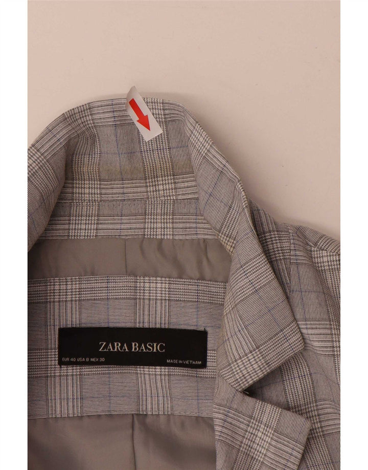 Jaqueta blazer feminina Zara com 1 botão EU 40 cinza médio Houndstooth