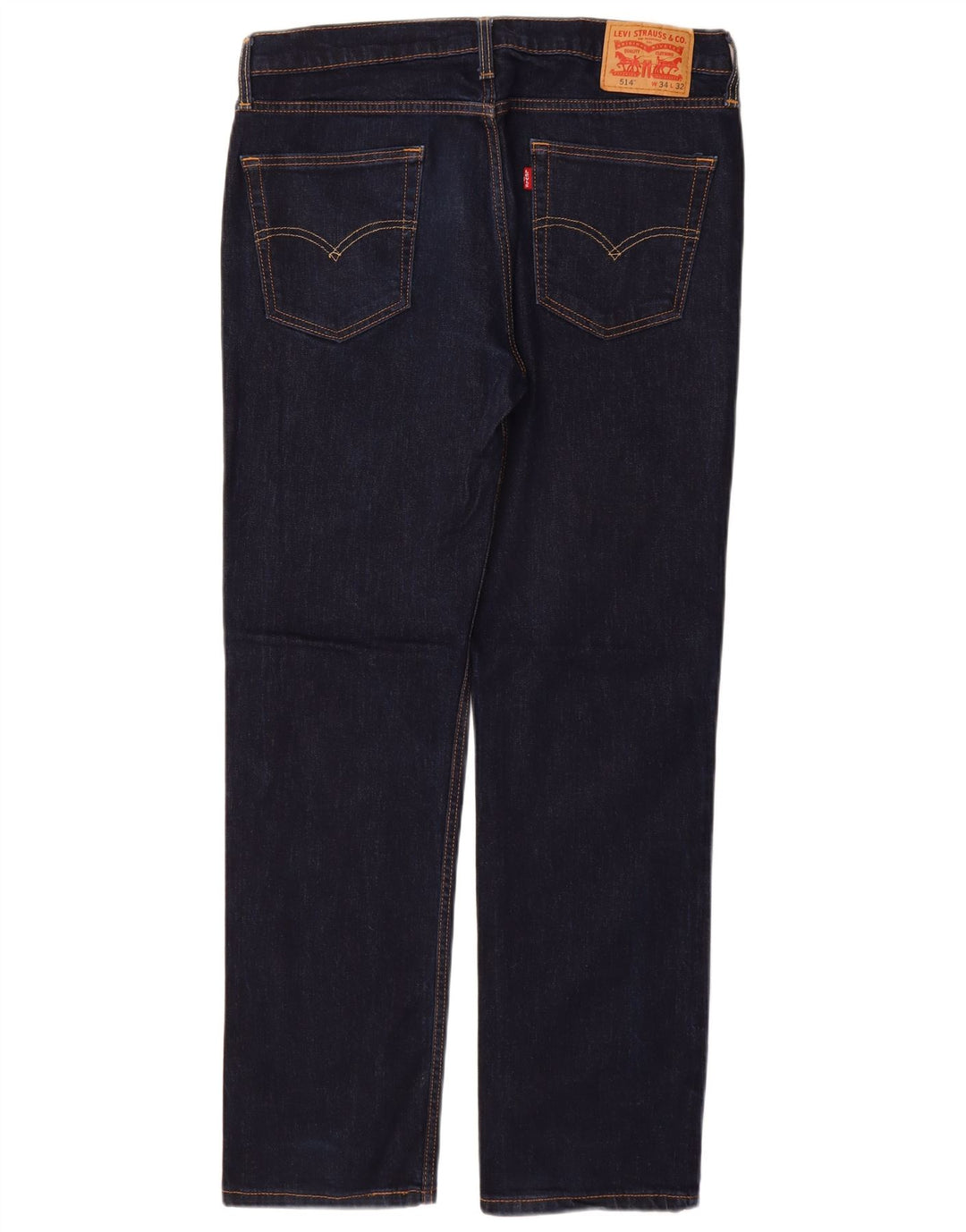 LEVI'S Masculino 514 Straight Jeans W34 L32 Azul Marinho Algodão