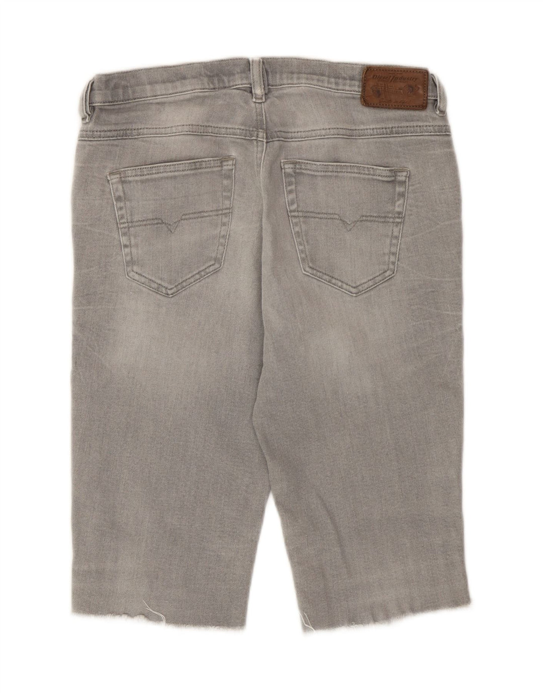 Shorts jeans feminino Diesel Belthy Distressed W27 pequeno algodão cinza