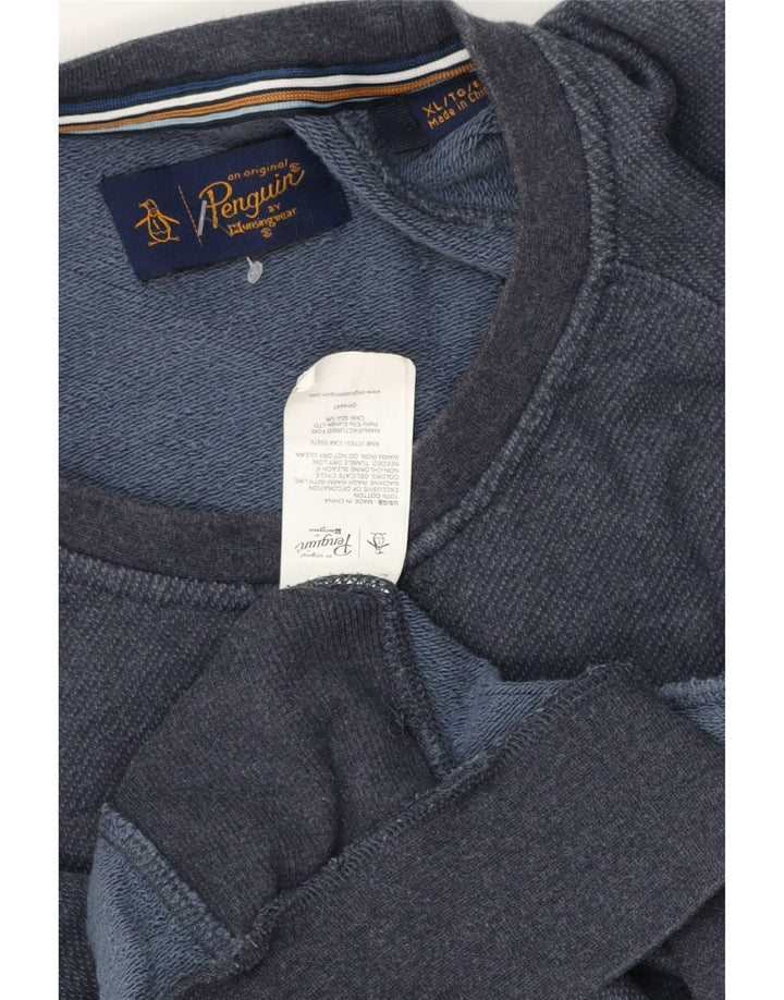 Moletom gráfico masculino Penguin Jumper XL azul marinho algodão