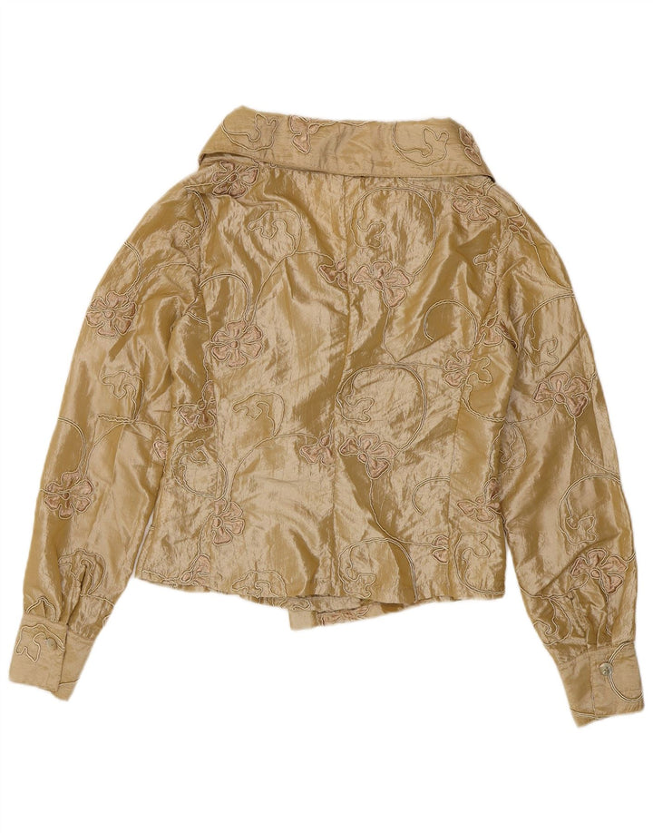 Blusa feminina cropped Naracamicie Reino Unido 12 poliéster floral bege médio