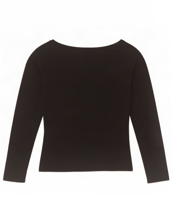 Zara Womens Crop Top Manga Longa Reino Unido 12 Médio Preto Rayon