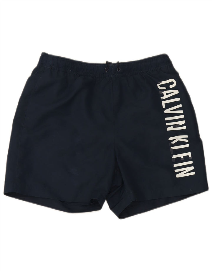 Calções de banho masculinos Calvin Klein Graphic pequenos azul marinho