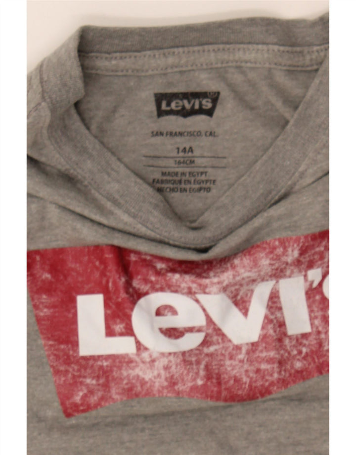 LEVI'S Boys Graphic T-Shirt Top 13-14 Years Grey Cotton Vintage Levi's and Second-Hand Levi's from Messina Hembry 