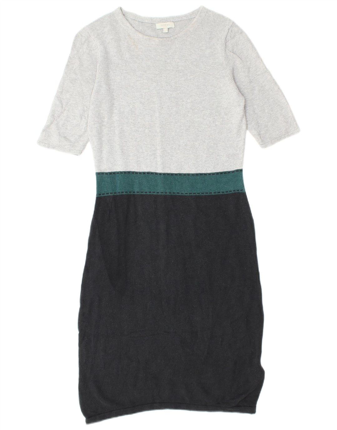 Vestido jumper feminino de manga curta HOBBS UK 10 pequeno cinza colorblock seda