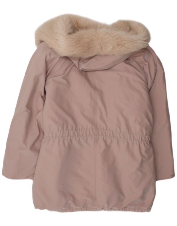 Casaco corta-vento com capuz feminino vintage UK 26 3XL poliéster rosa