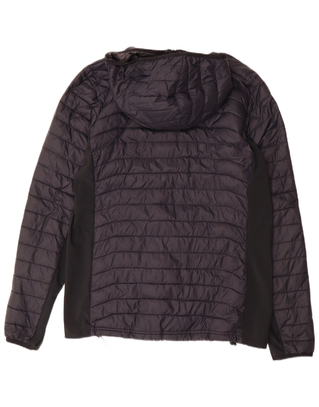 Columbia Jaqueta masculina acolchoada com capuz médio azul marinho Colourblock Nylon