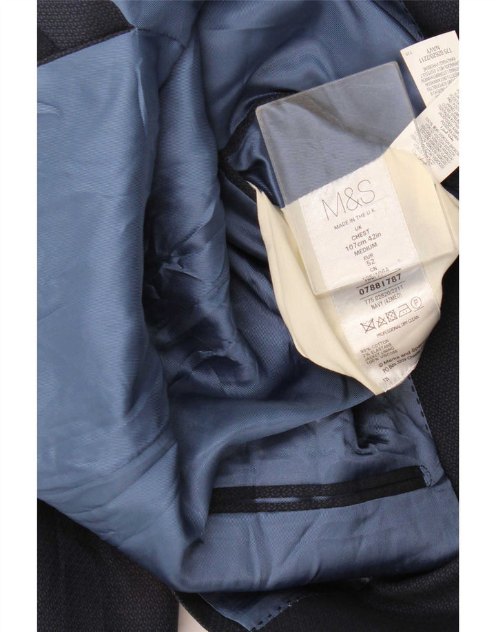 Jaqueta blazer masculina Marks & Spencer com peito duplo Reino Unido 42 grande azul marinho
