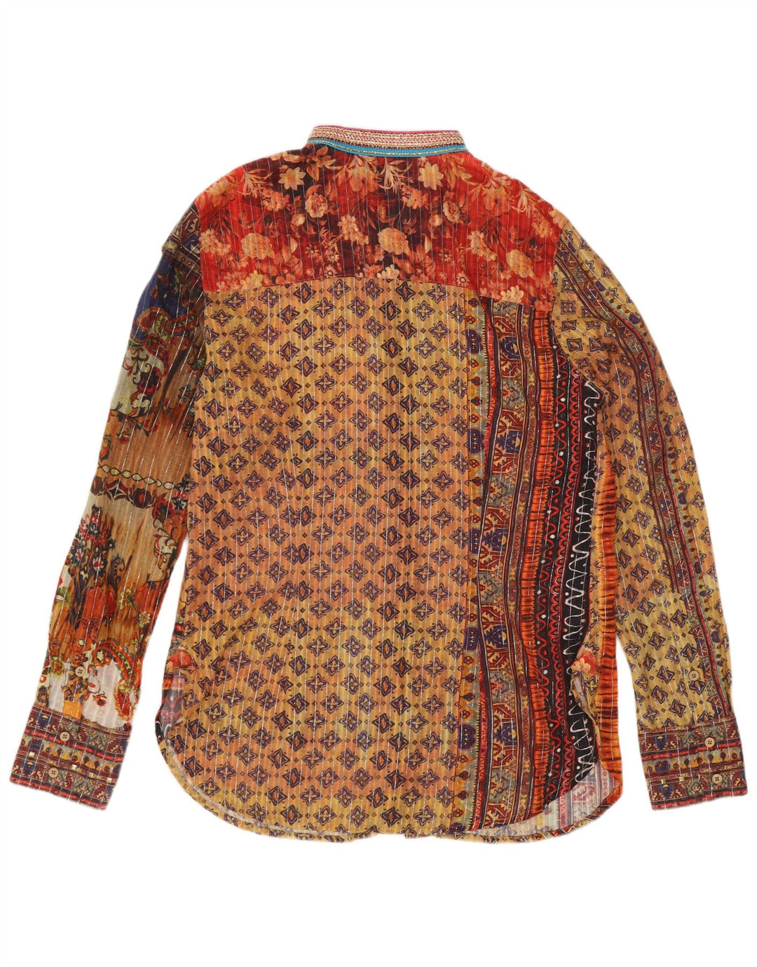 Blusa feminina vintage com estampa abstrata UK 12 média multicolorida