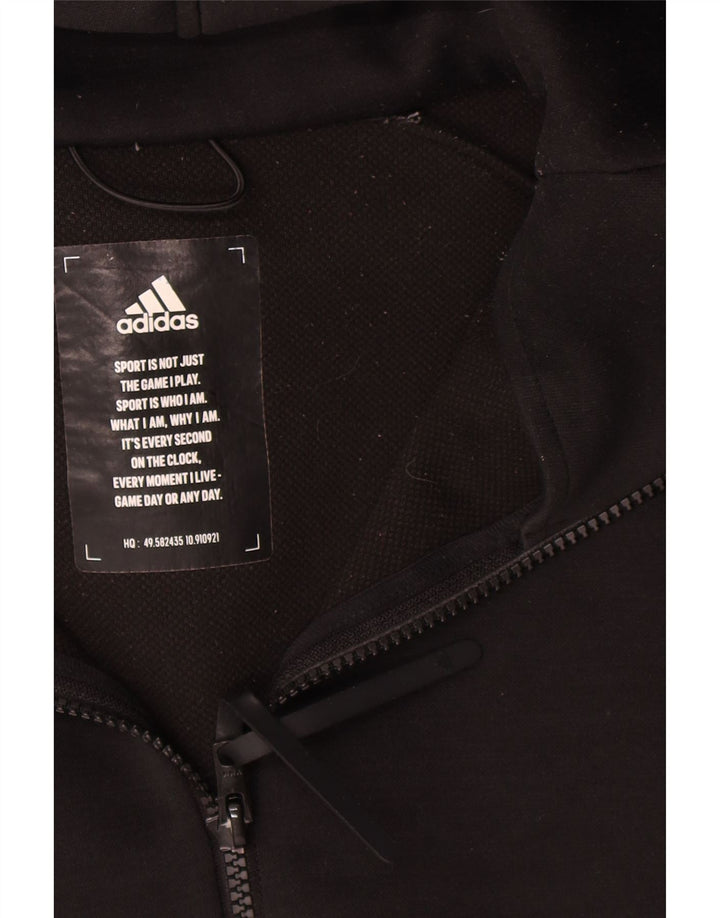 Suéter Adidas Masculino Zip com Capuz Grande Poliéster Preto