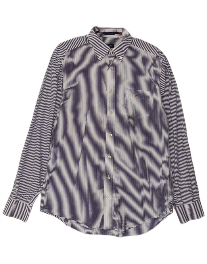 Camisa masculina Gant Regular Fit grande algodão listrado azul