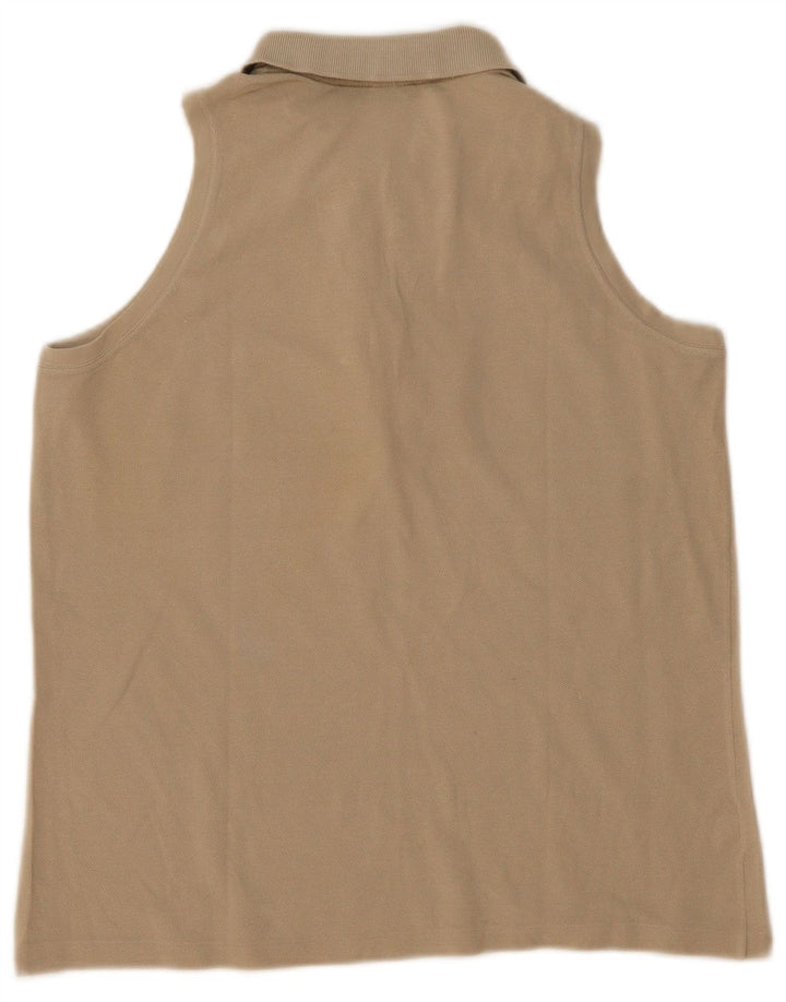 Camisa polo feminina sem mangas Lacoste tamanho 44 grande bege