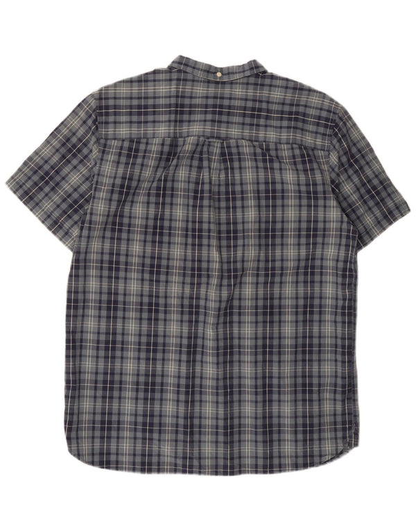 Camisa masculina Lyle & Scott de manga curta com ajuste regular XL azul xadrez de algodão