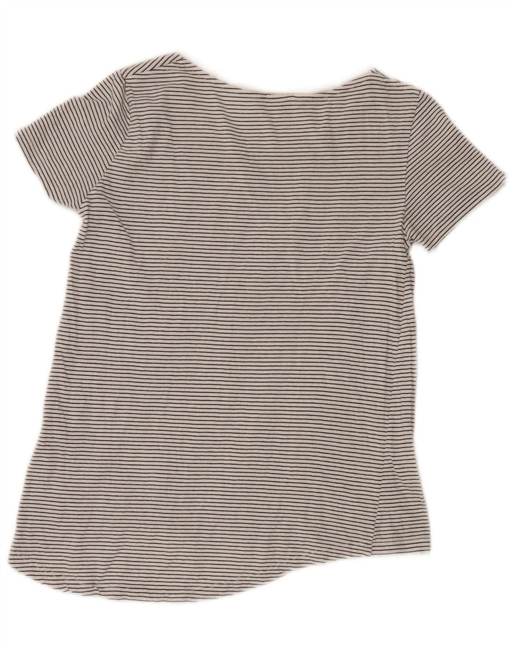 Camiseta feminina ZARA UK 10 pequena listra cinza