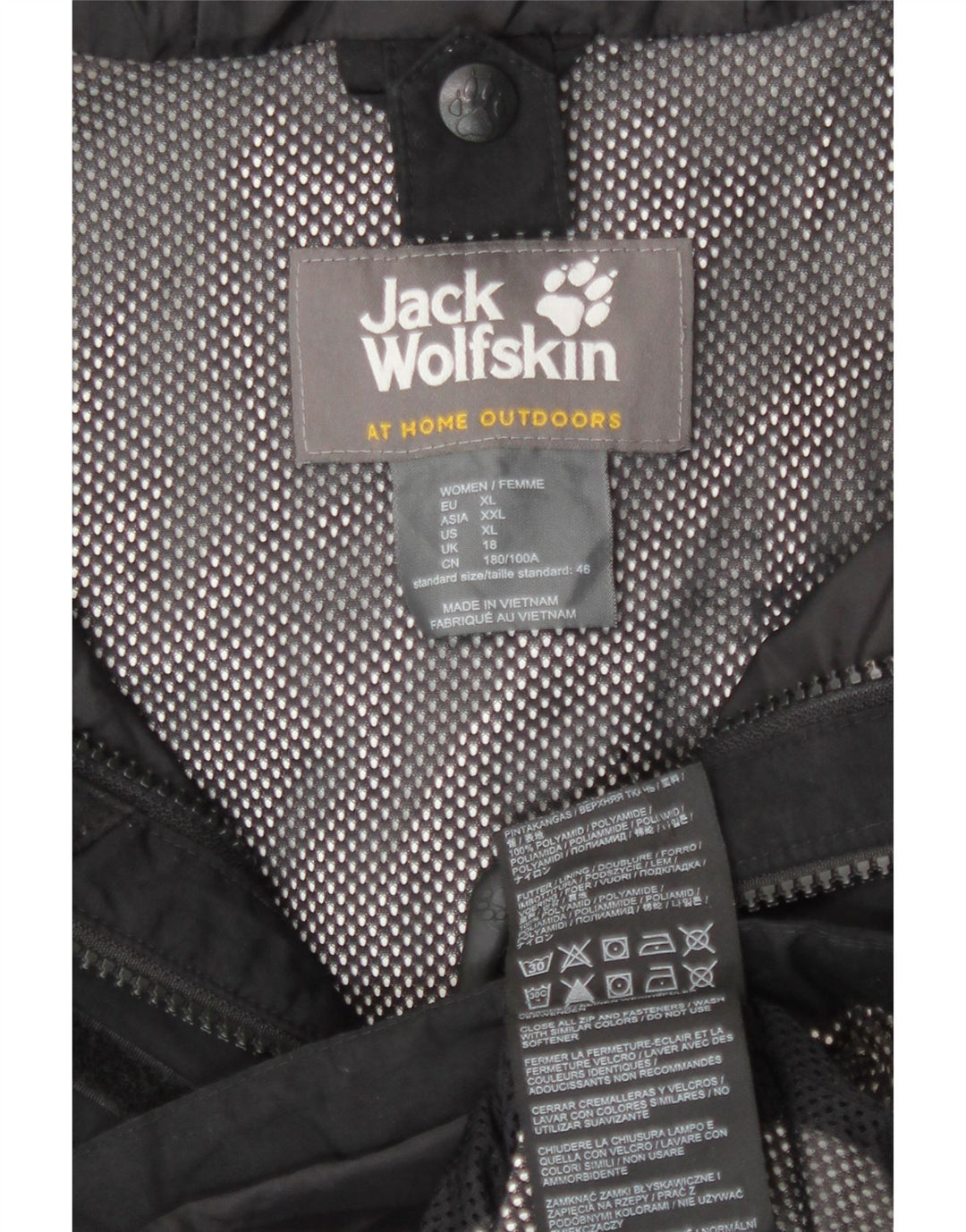 Jaqueta corta-vento feminina com capuz Jack Wolfskin Reino Unido 18 XL preto poliamida