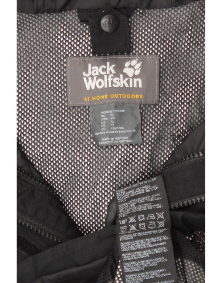 Jaqueta corta-vento feminina com capuz Jack Wolfskin Reino Unido 18 XL preto poliamida