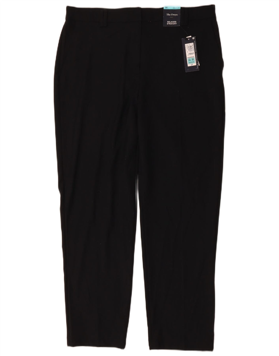Calça Chino Feminina Relaxada MARKS & SPENCER Reino Unido 14 Grande W36 L30 Preta