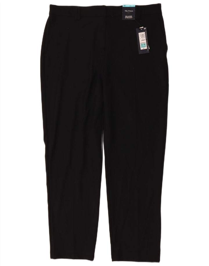Calça Chino Feminina Relaxada MARKS & SPENCER Reino Unido 14 Grande W36 L30 Preta