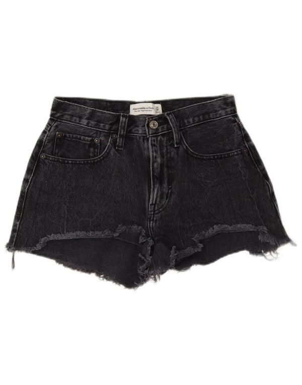 Shorts jeans feminino curva de cintura média Abercrombie & Fitch US 00 2XS W24 preto