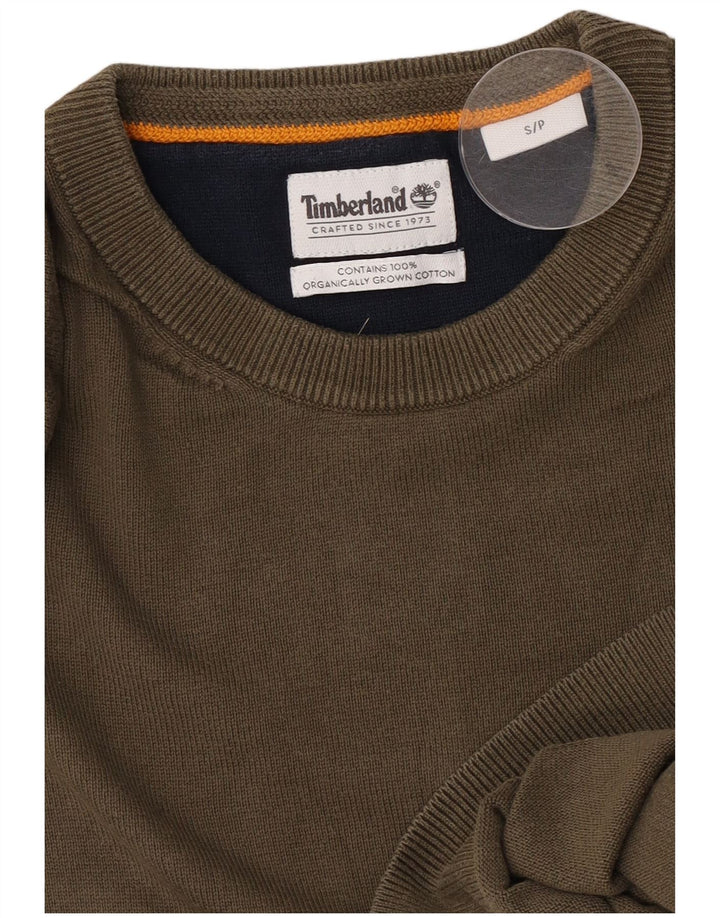 Suéter masculino Timberland com gola redonda, pequeno algodão cáqui