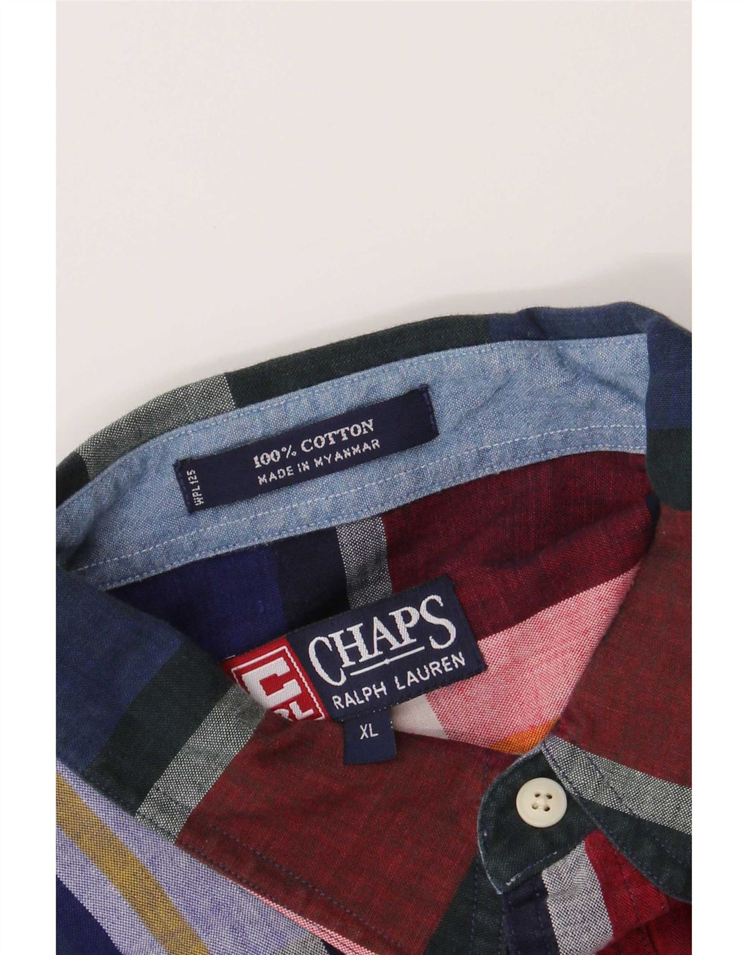 Camisa masculina de manga curta Chaps Ralph Lauren XL algodão xadrez multicolorido