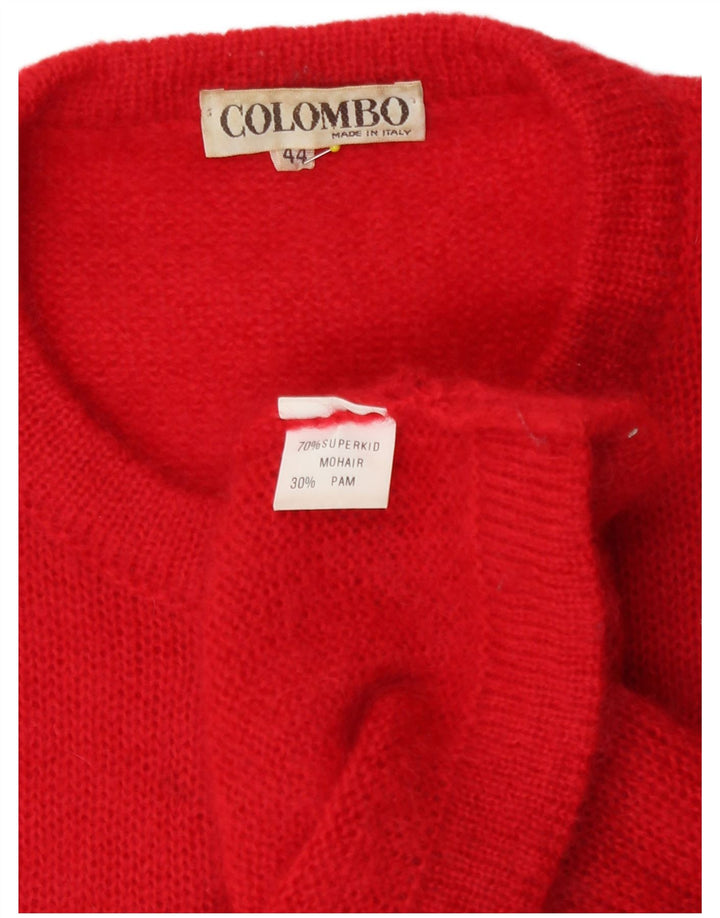 Suéter cardigã feminino Colombo IT 44 Mohair vermelho médio