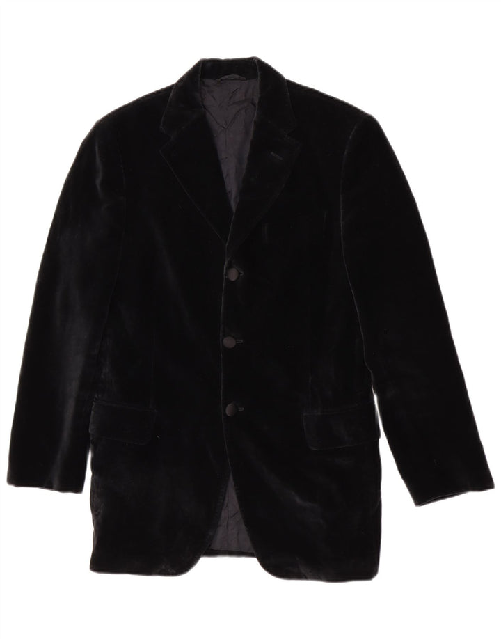 Jaqueta blazer masculina de veludo com 3 botões Gino Sartore Reino Unido 36 pequena preta