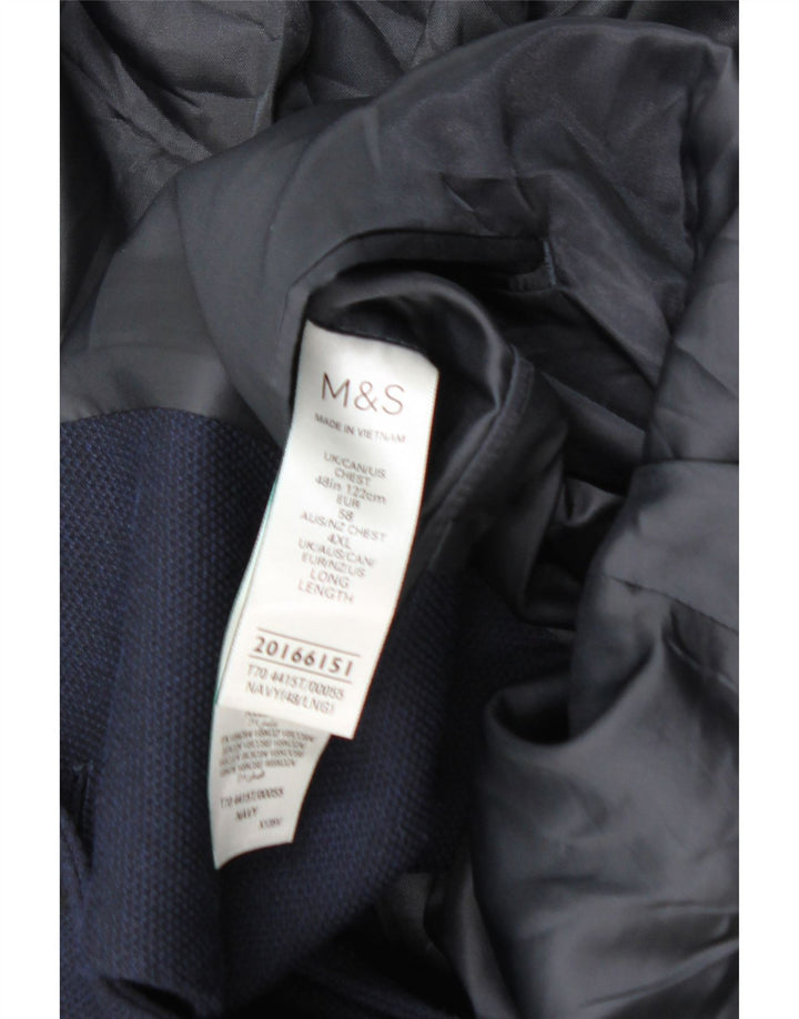 Jaqueta blazer masculina de 2 botões Marks & Spencer Reino Unido 48 2XL azul marinho poliamida