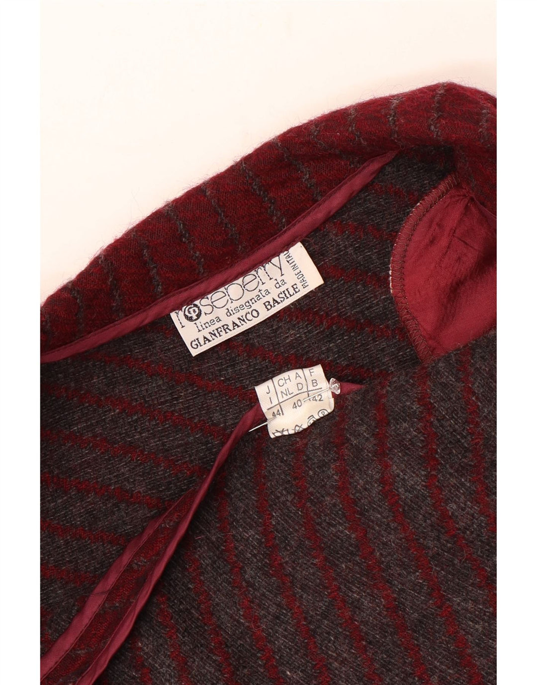 Blazer feminino vintage cropped com 1 botão IT 44 listrado médio Borgonha