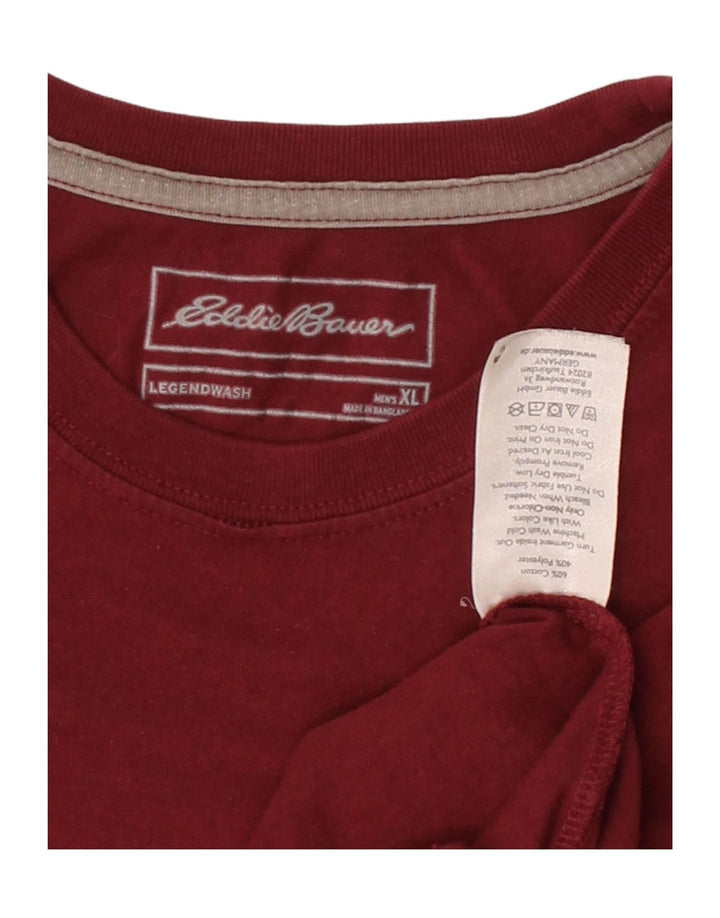 EDDIE BAUER Mens T-Shirt Top XL Burgundy Cotton Vintage Eddie Bauer and Second-Hand Eddie Bauer from Messina Hembry 