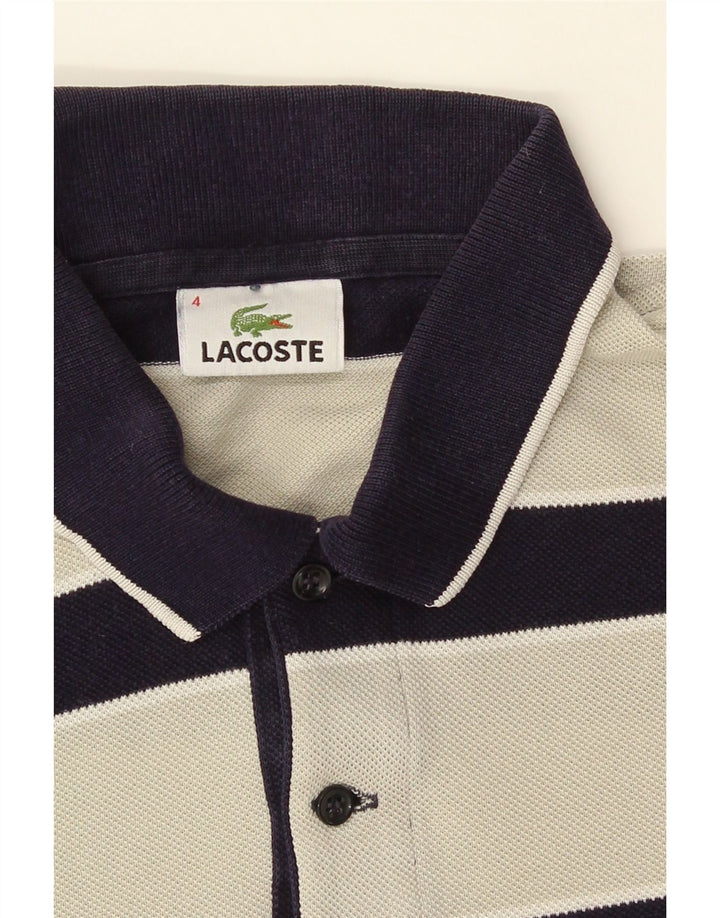 Camisa polo masculina Lacoste tamanho 4 médio branco listrado