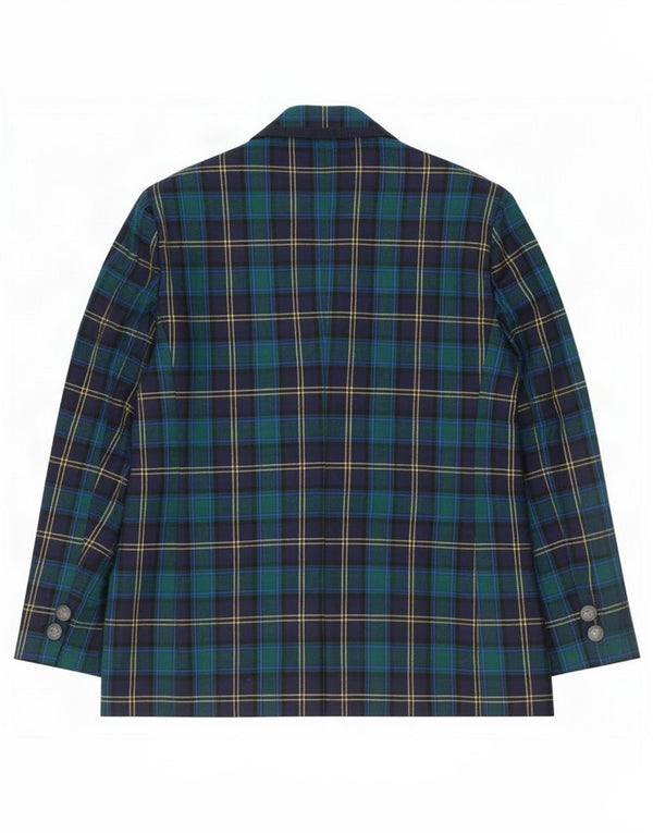 Jaqueta blazer feminina Dominew com 3 botões IT 50 XL verde xadrez lã virgem
