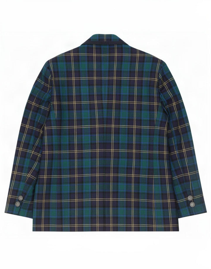 Jaqueta blazer feminina Dominew com 3 botões IT 50 XL verde xadrez lã virgem