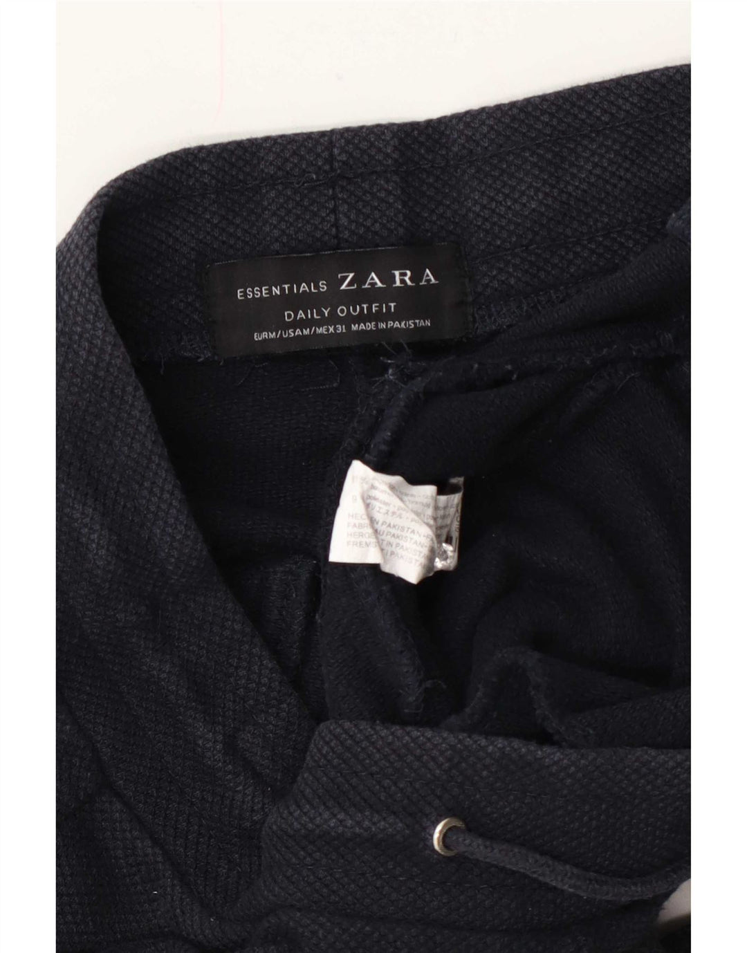 Zara Mens Sport Shorts Médio Azul Marinho Algodão