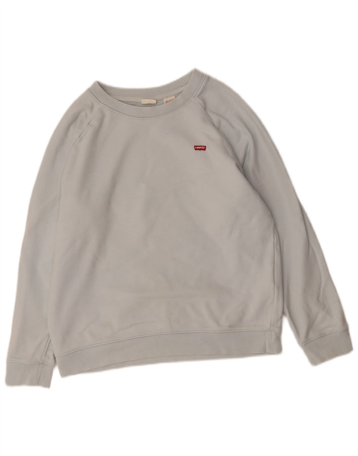 LEVI'S moletom feminino jumper UK 14 algodão azul médio