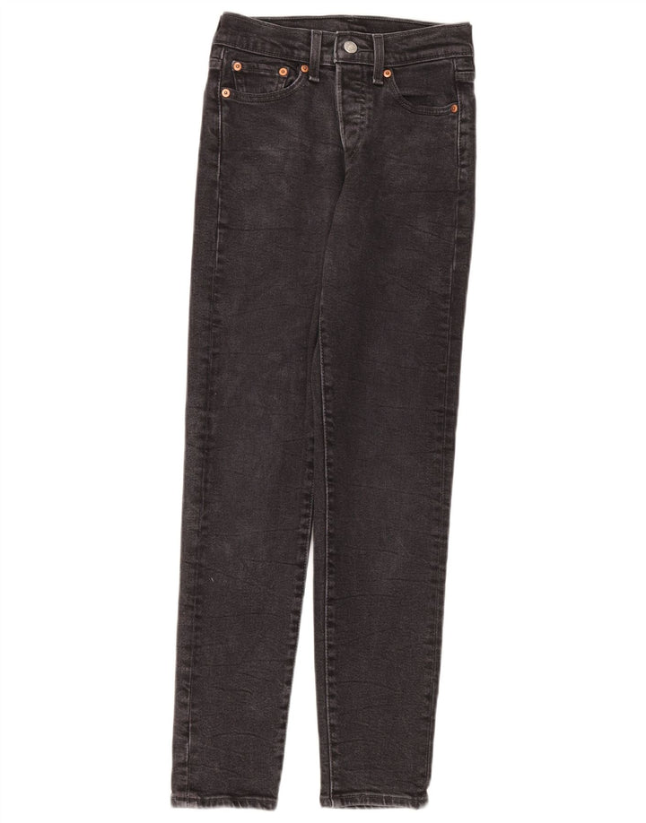 Jeans femininos Levi's Slim W24 L28 algodão cinza