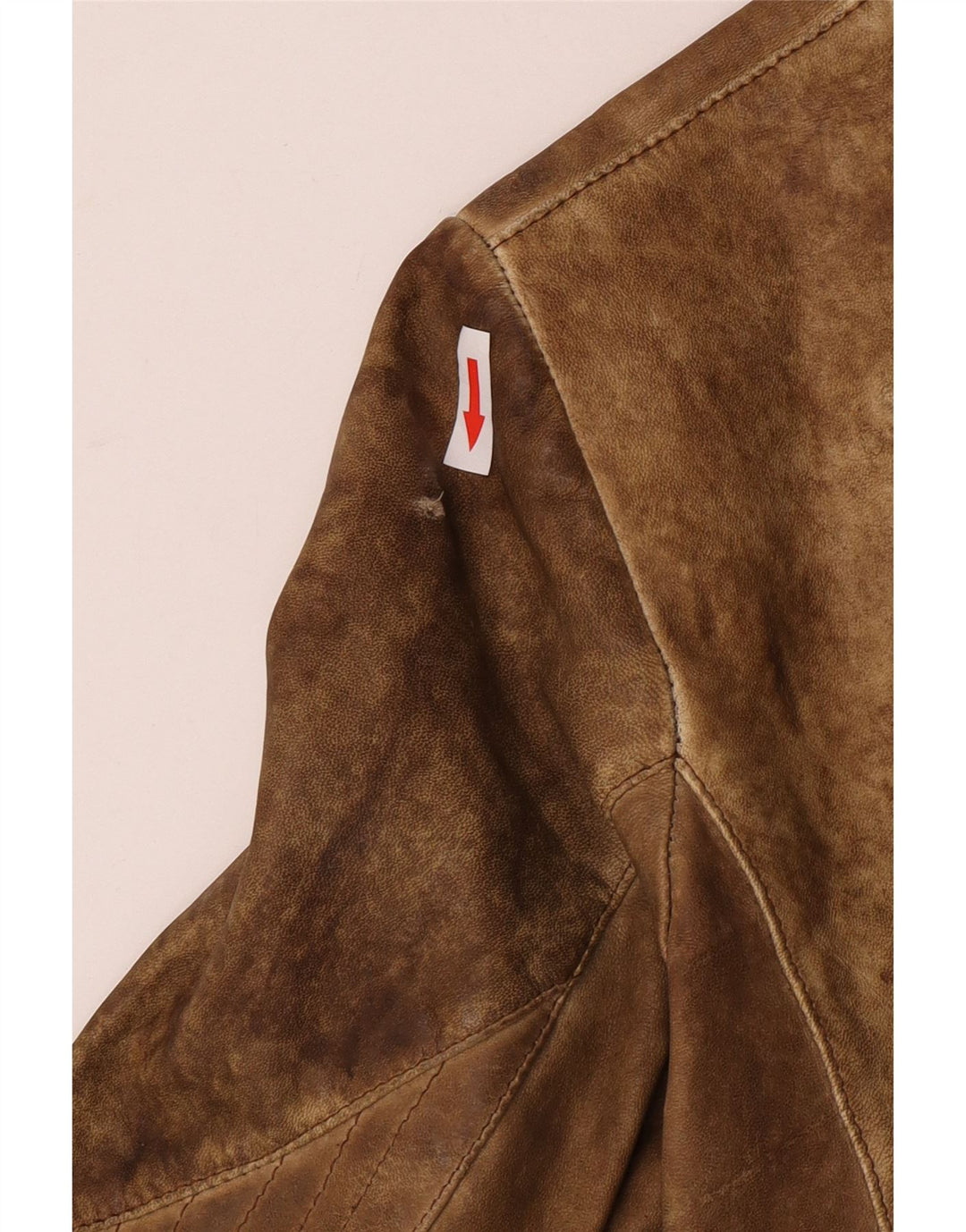 Jaqueta de couro vintage feminina UK 10 couro bege pequeno