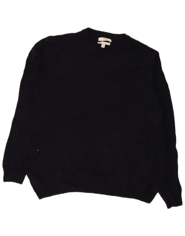 Suéter masculino Marks & Spencer com gola redonda 2XL lã de cordeiro azul marinho