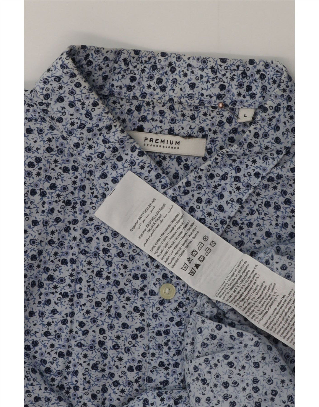 Camisa masculina de manga curta JACK & JONES grande algodão floral azul