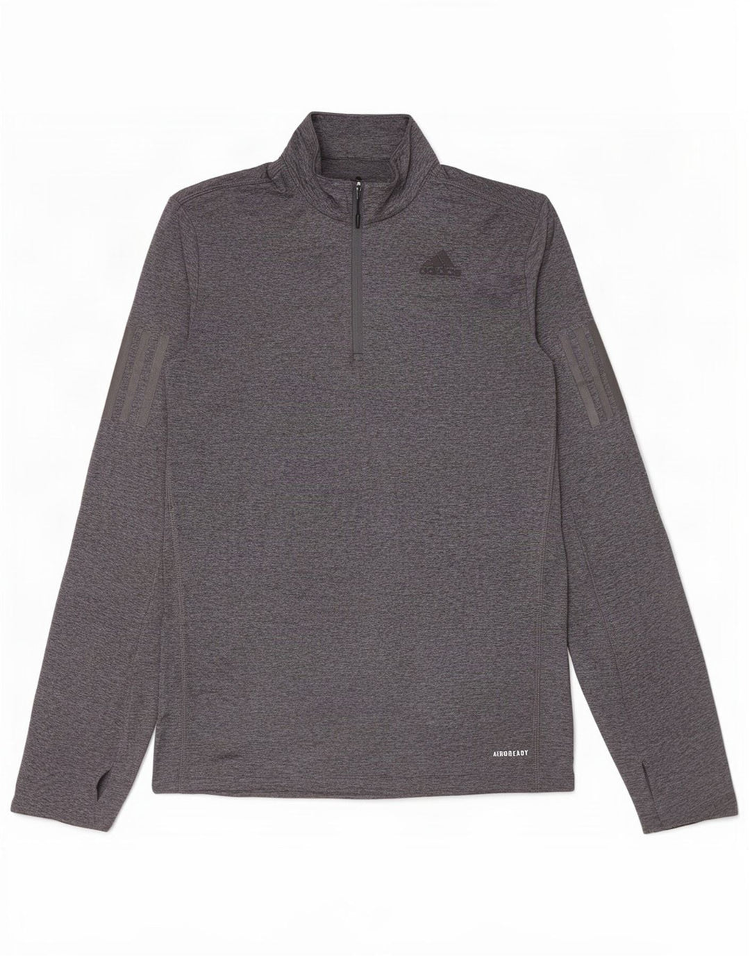 Adidas masculino Aeroready Zip Neck Top manga comprida pequeno cinza manchado poliéster