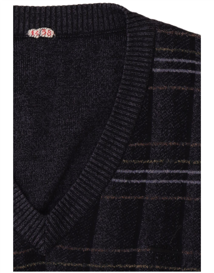 Regata masculina VINTAGE com colete grande azul marinho geométrico