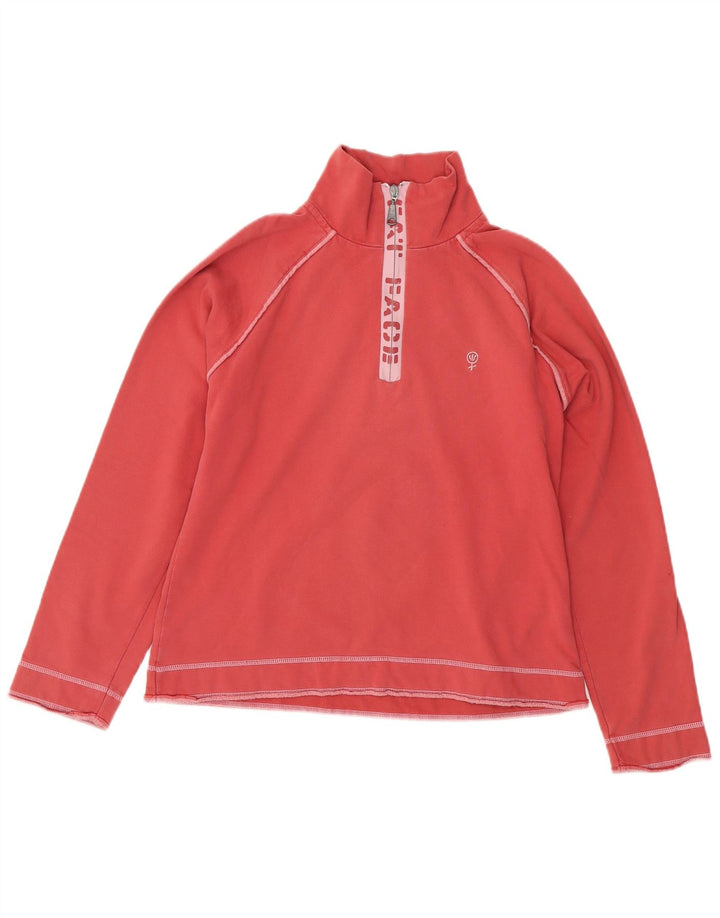 Suéter feminino FAT FACE com gola e zíper gráfico UK 12 rosa médio