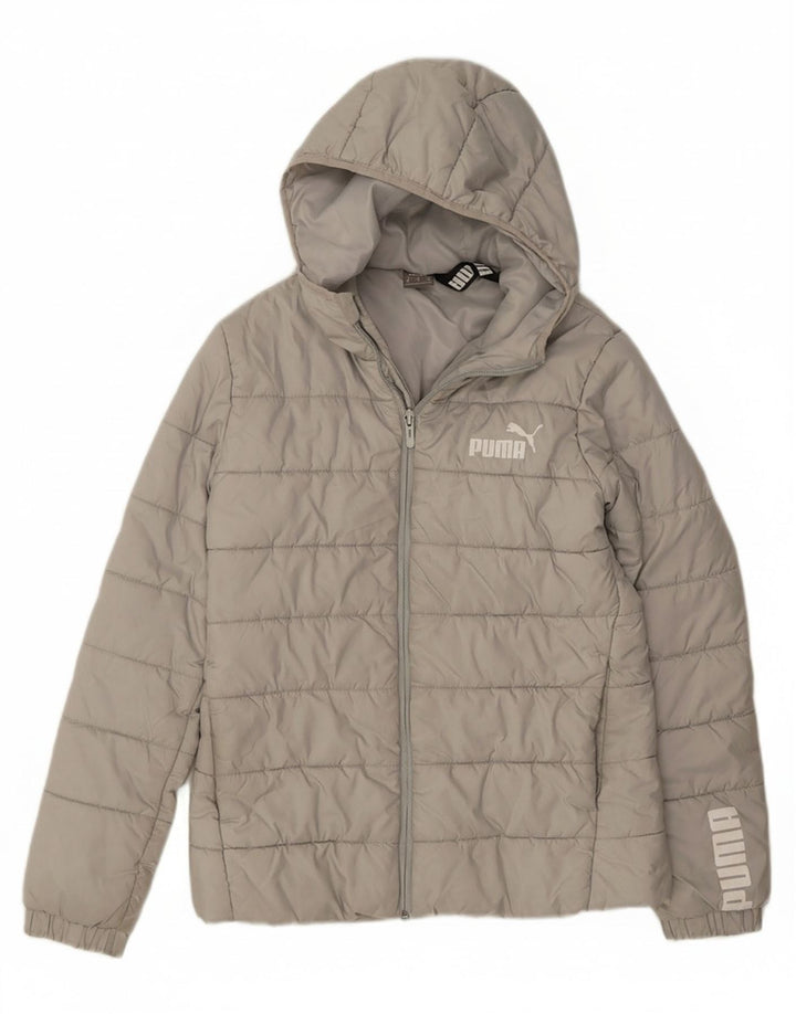Jaqueta acolchoada com capuz masculina PUMA UK 34 XS poliéster cinza