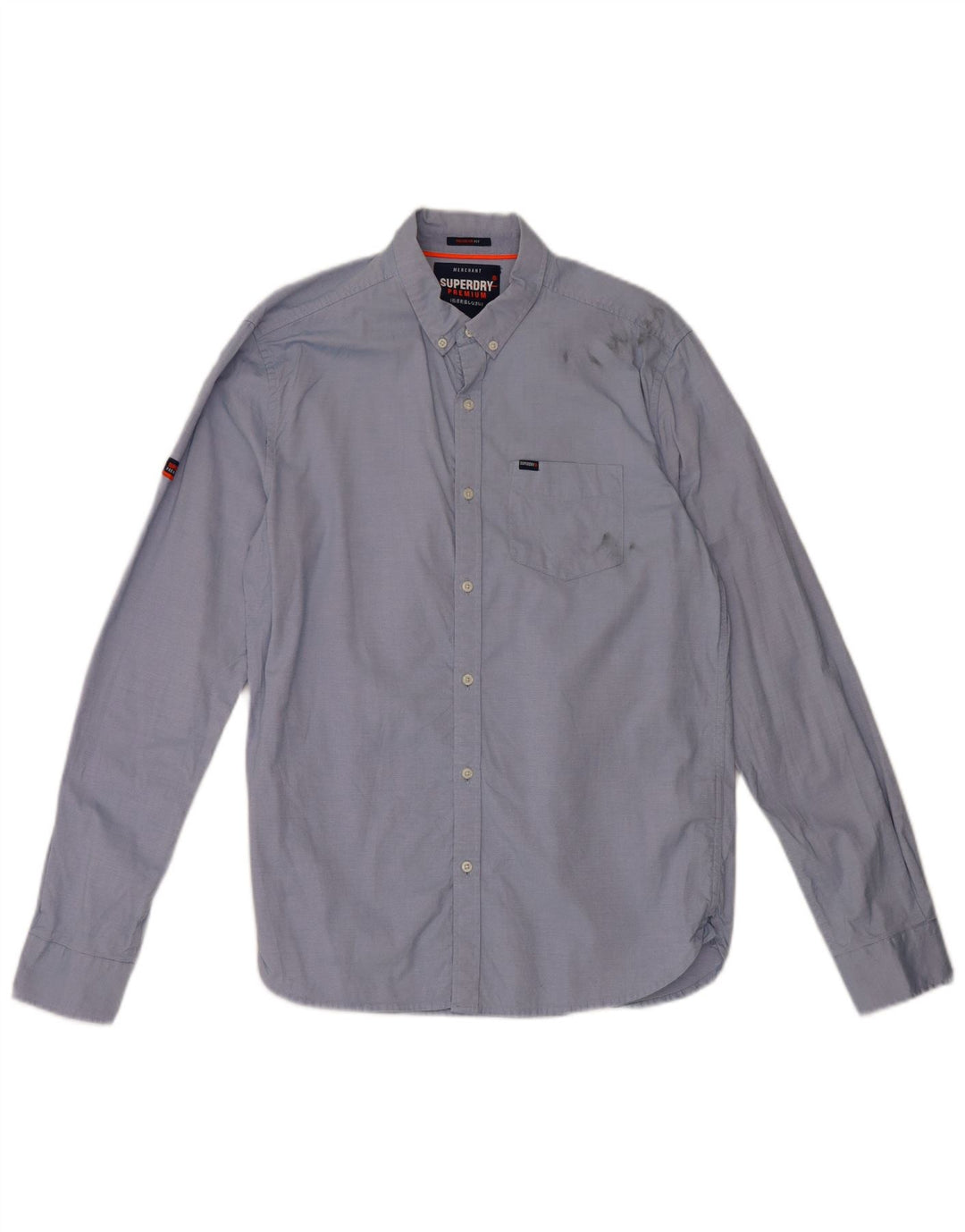 Camisa masculina Superdry Regular Fit grande algodão listrado azul