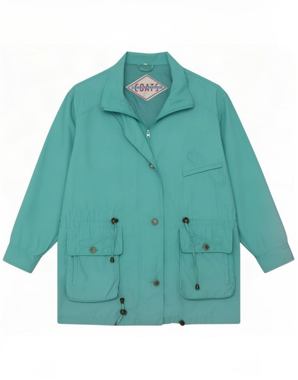 Jaqueta Parka Feminina Oversized Vintage IT 46 Grande Poliéster Turquesa