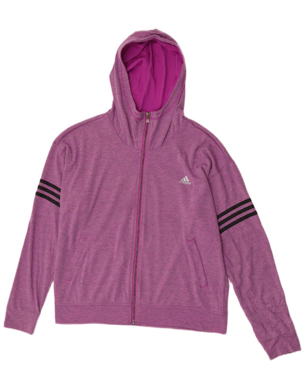 Suéter feminino Adidas com capuz e zíper grande UK 16/18 grande roxo poliéster