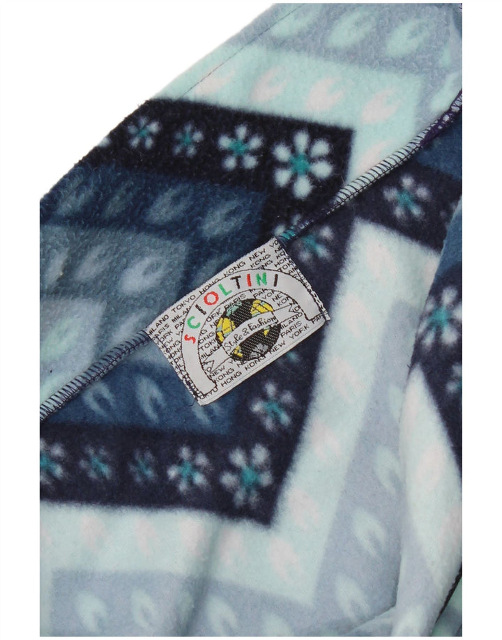 Jaqueta de lã masculina vintage UK 40 grande azul geométrica