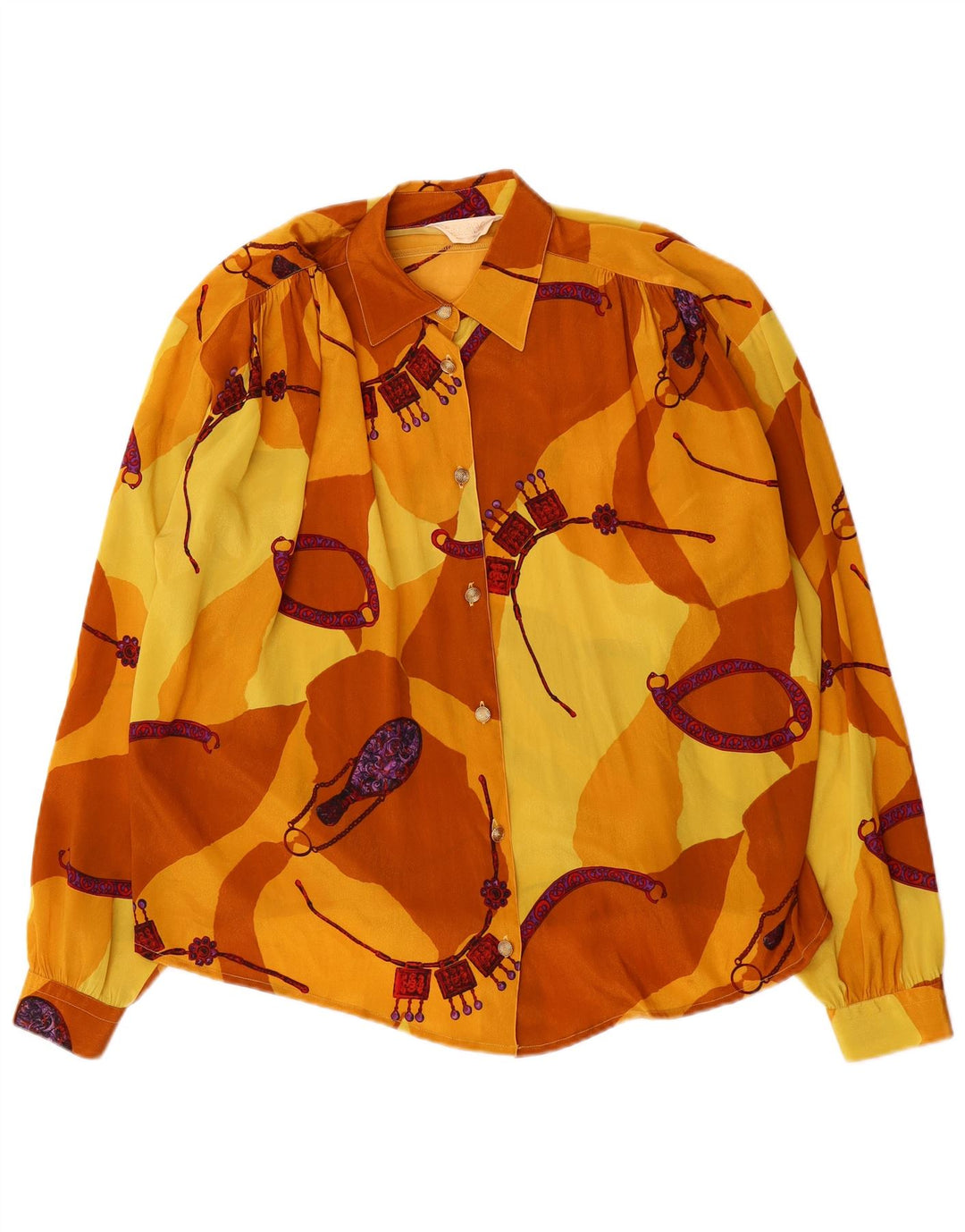 Blusa feminina VINTAGE oversized IT 46 grande bloco colorido amarelo